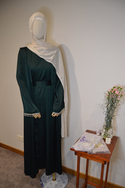 Silky Abaya with Beaded Design