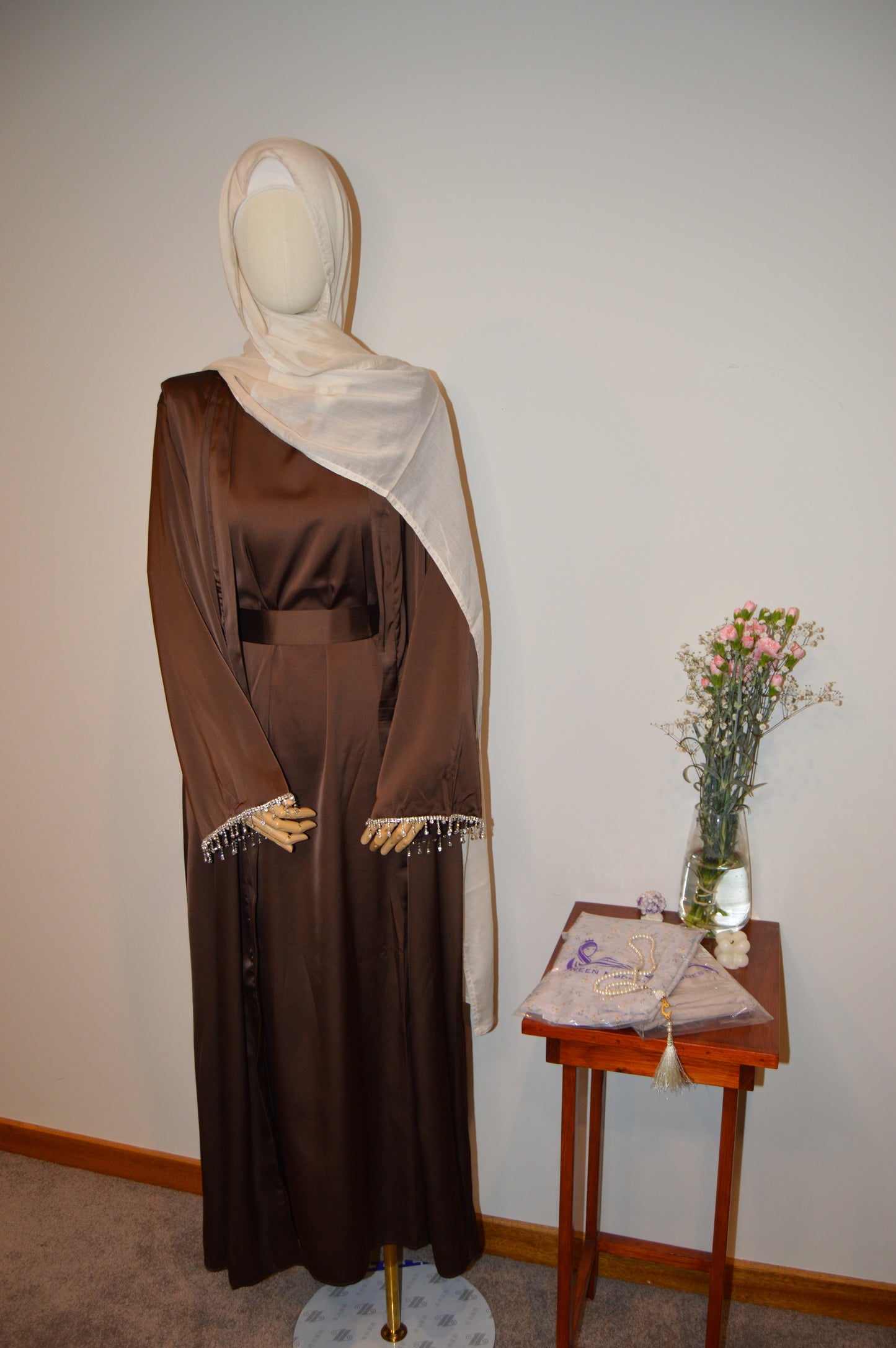 Silky Abaya with Beaded Design