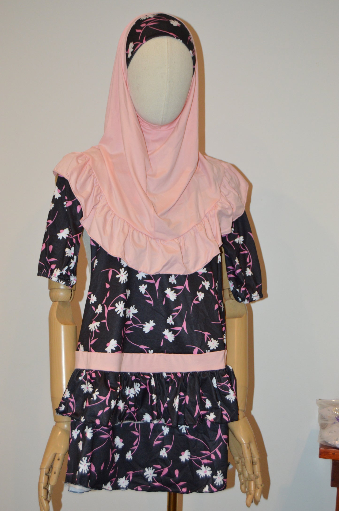 Girls Flower Dress and Matching Hijab Set