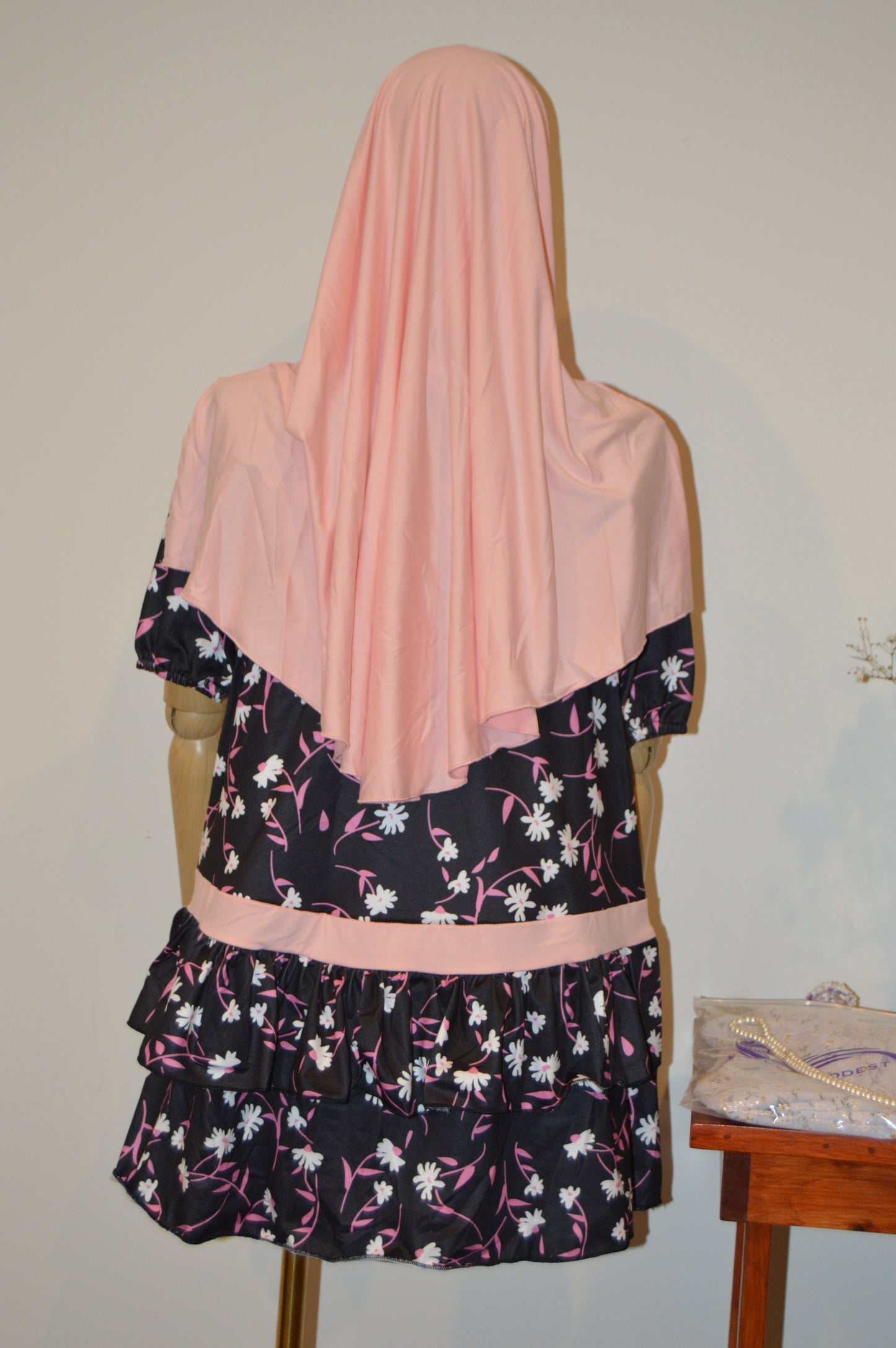 Girls Flower Dress and Matching Hijab Set