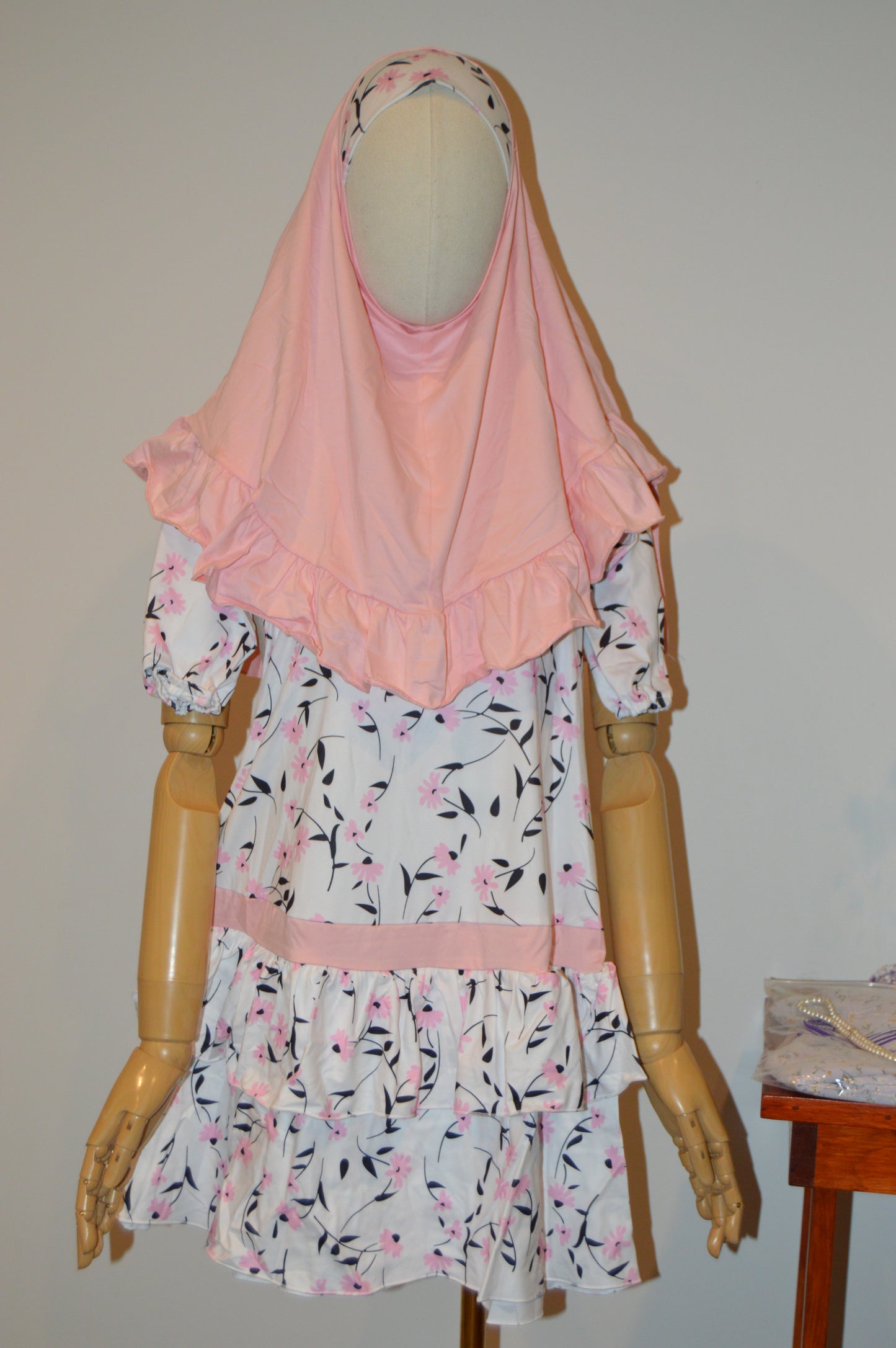 Girls Flower Dress and Matching Hijab Set